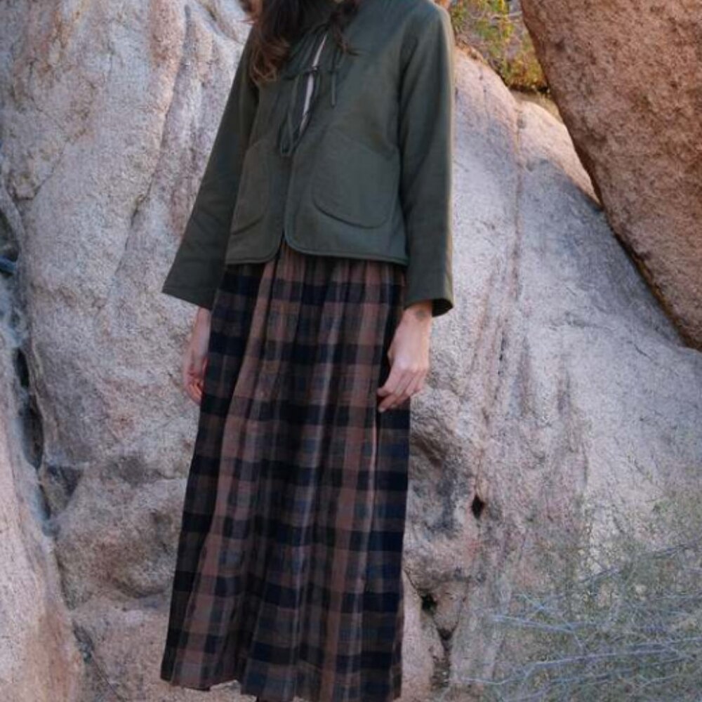 World of Crow Brown Checkered Oxford Skirt NWT